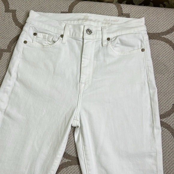 7 For All Mankind White high waisted ankle gwenevere Denim Jeans fray hems - Picture 16 of 17